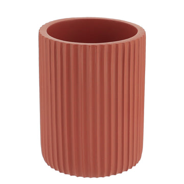 Pahar Rotund din Polirezină cu Motif Linii - Terracota