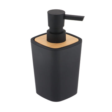 Dispenser pentru Săpun din Cauciuc + ABS și Bambus 380 ml - Negru