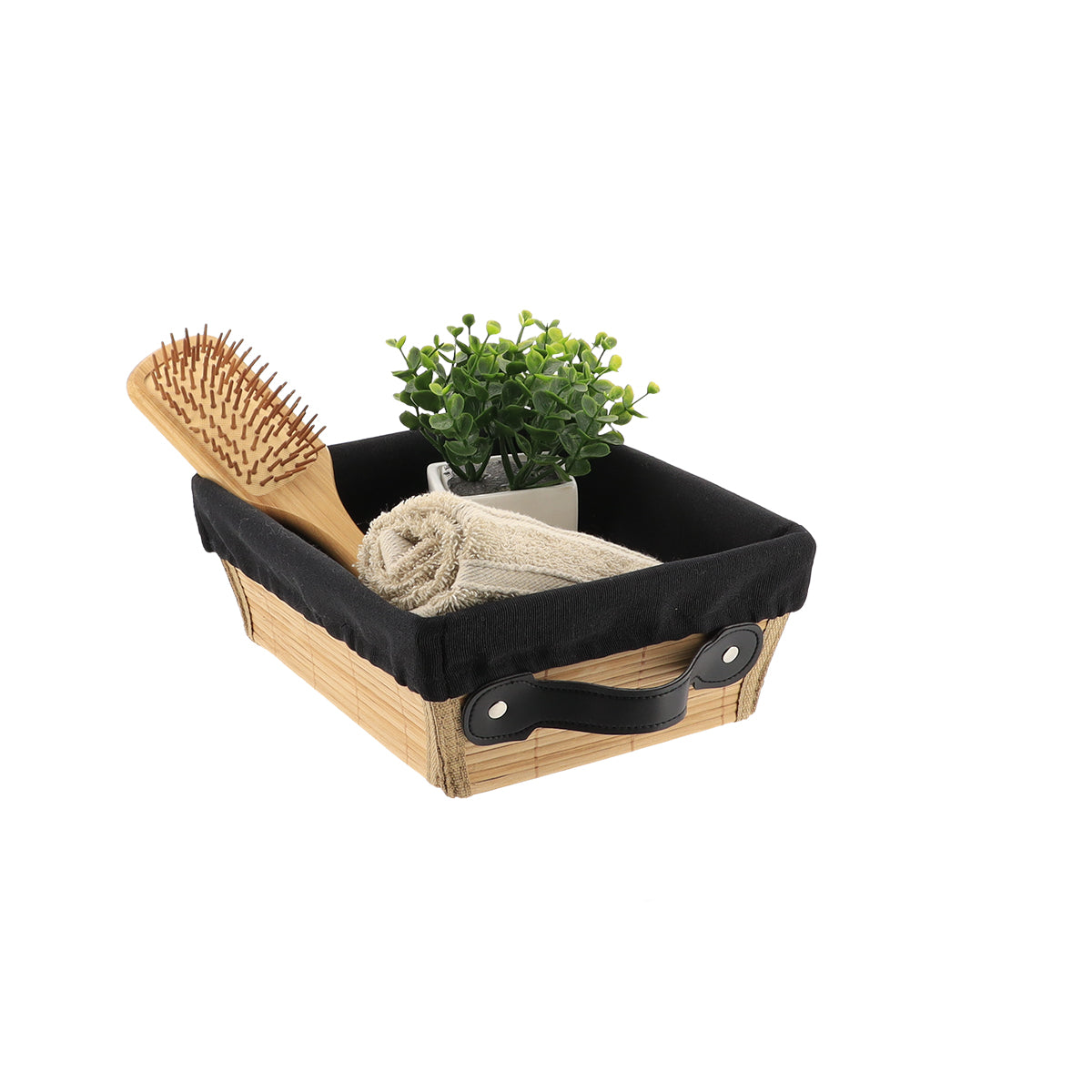 Coș Depozitare Bambus 20,5x26x10,5 cm - Bambus/Negru