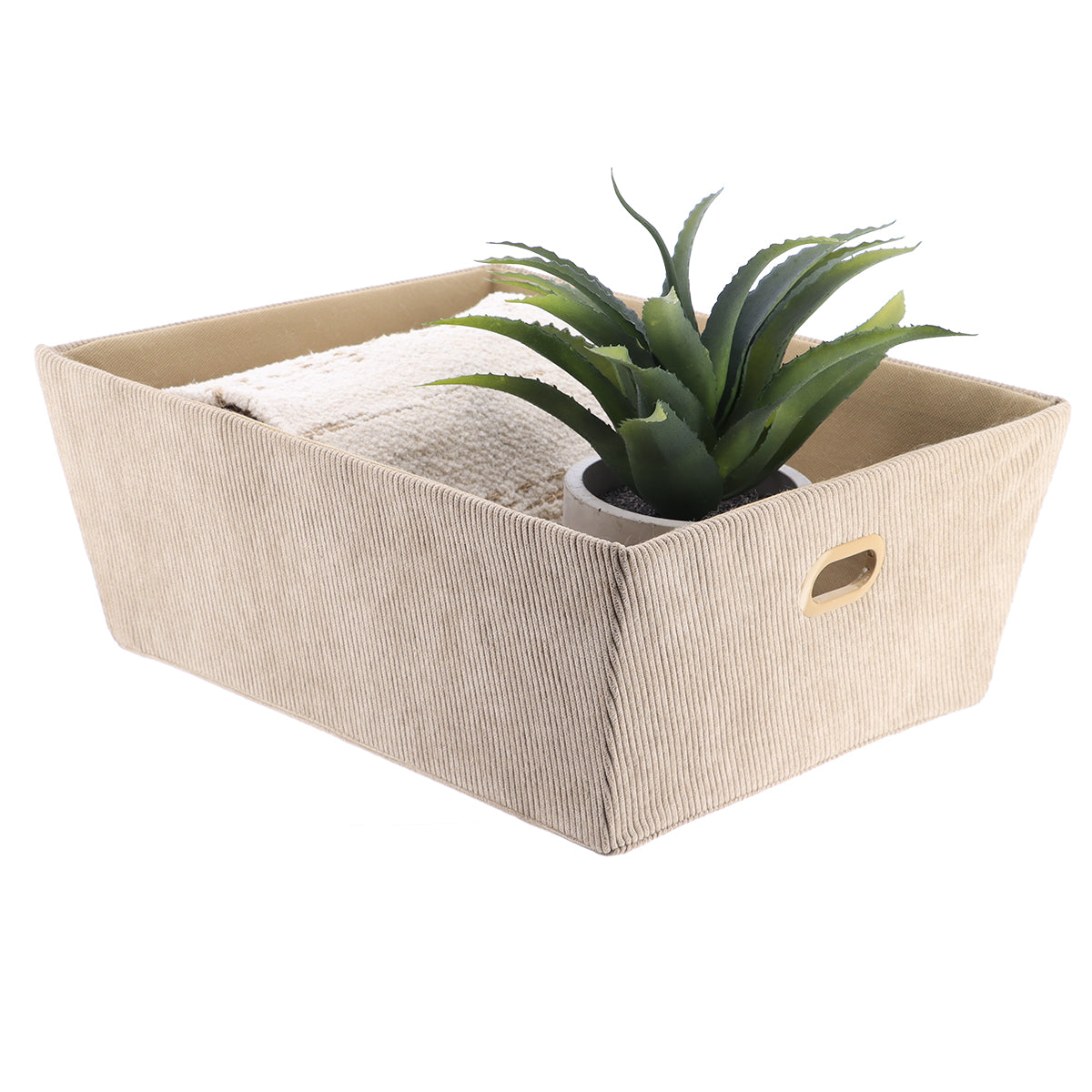 Coș Depozitare Din Catifea L32,5xP40xH15 cm - Taupe