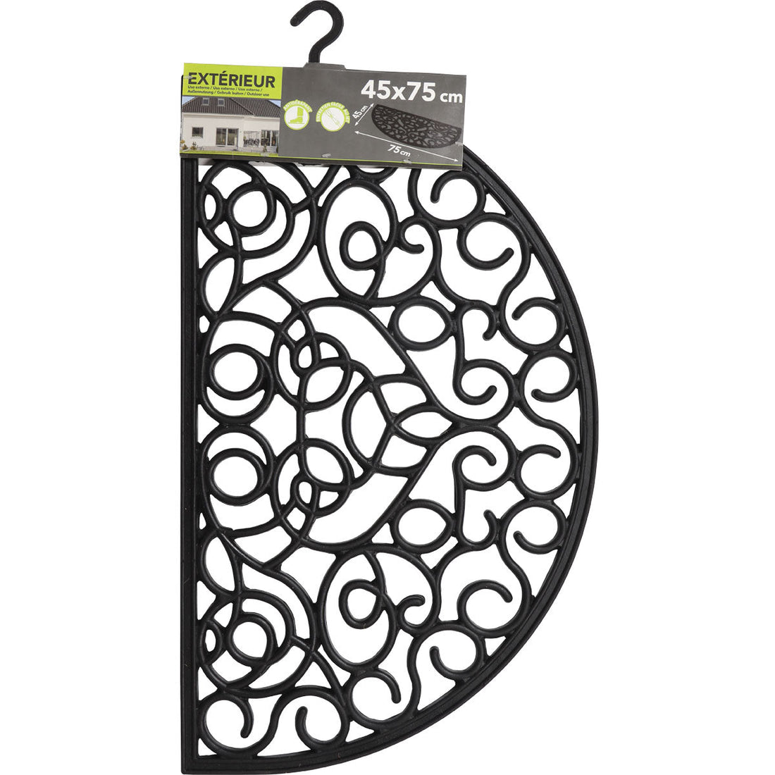 Preș Intrare Sid Half-Moon 45X75CM Cauciuc - Negru