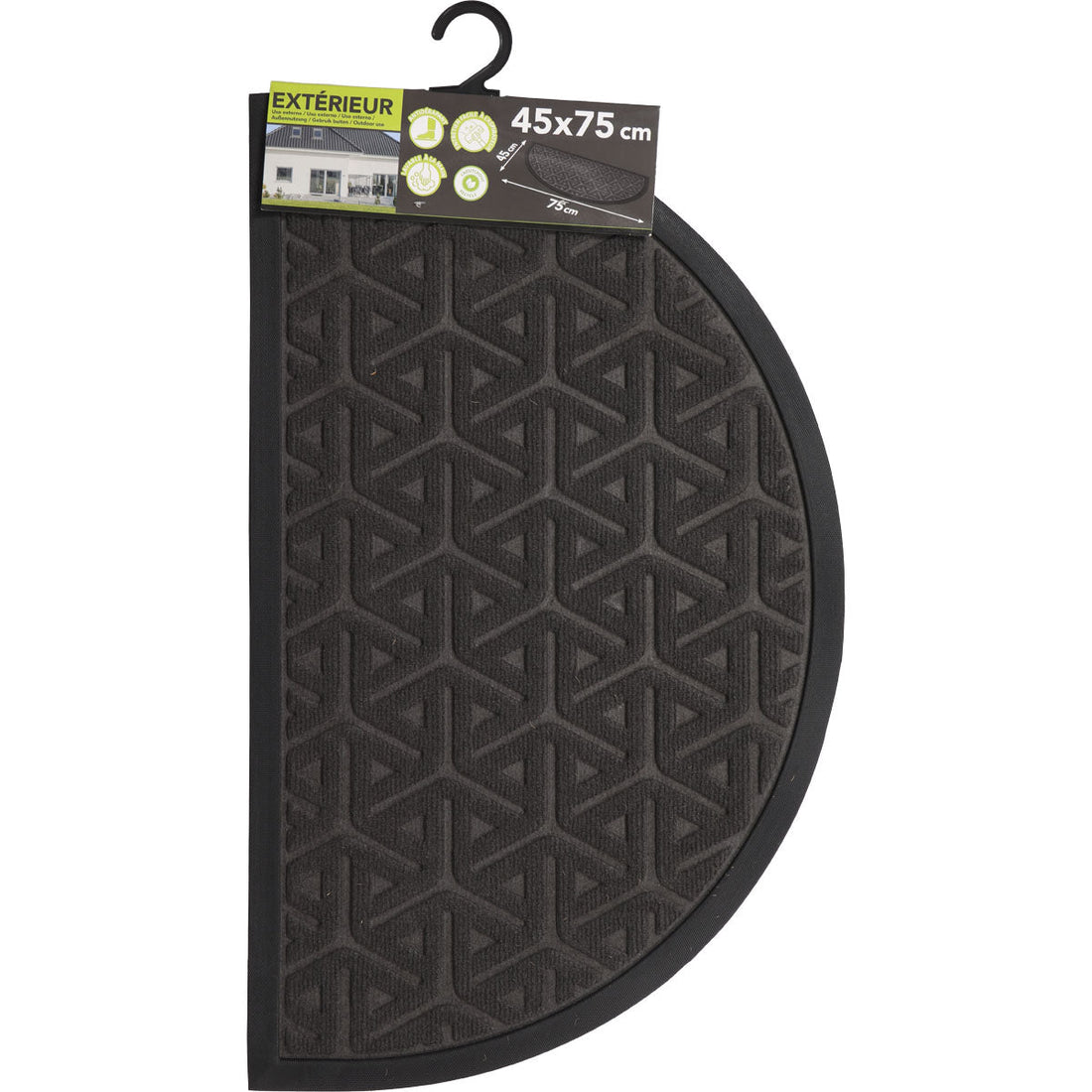 Preș Intrare Wilson Half-Moon 45x75CM Gri Închis - Poliester și Cauciuc