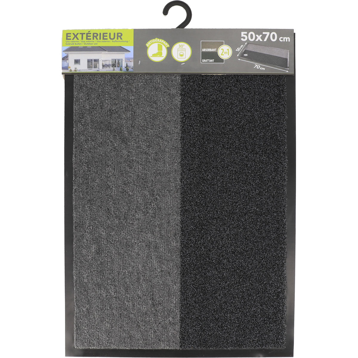 Preș Intrare Magic 50X70CM Polipropilenă/Pvc - Gri/Negru