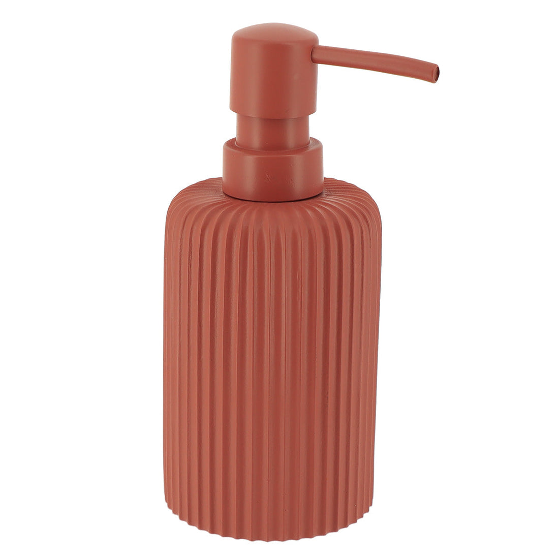 Dispenser pentru Săpun Rotund din Polirezină cu Motif Linii - Terracota