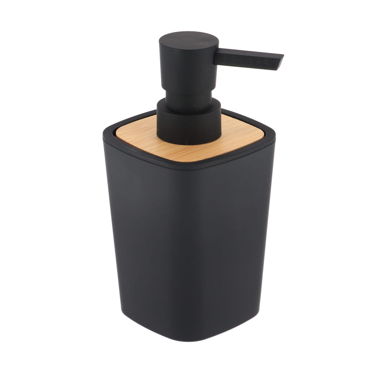 Dispenser pentru Săpun din Cauciuc + ABS și Bambus 380 ml - Negru