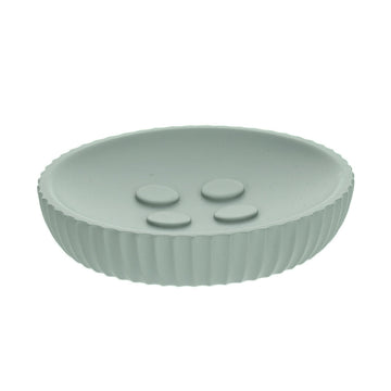 Săpunieră Rotundă din Polirezină cu Motif Linii - Verde Eucalipt