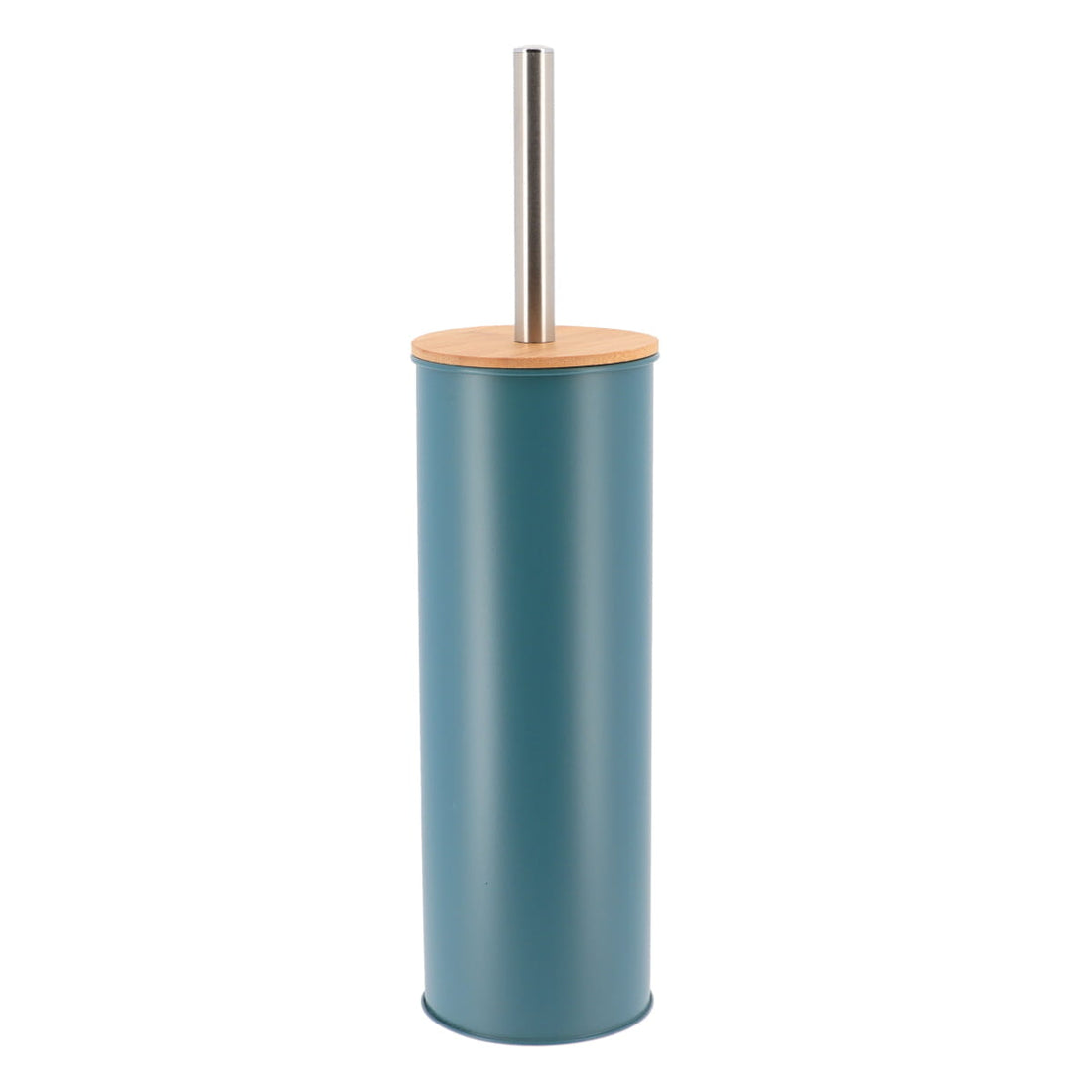 Perie Toaletă Metalică Cu Capac Din Bambus - Verde Imperial
