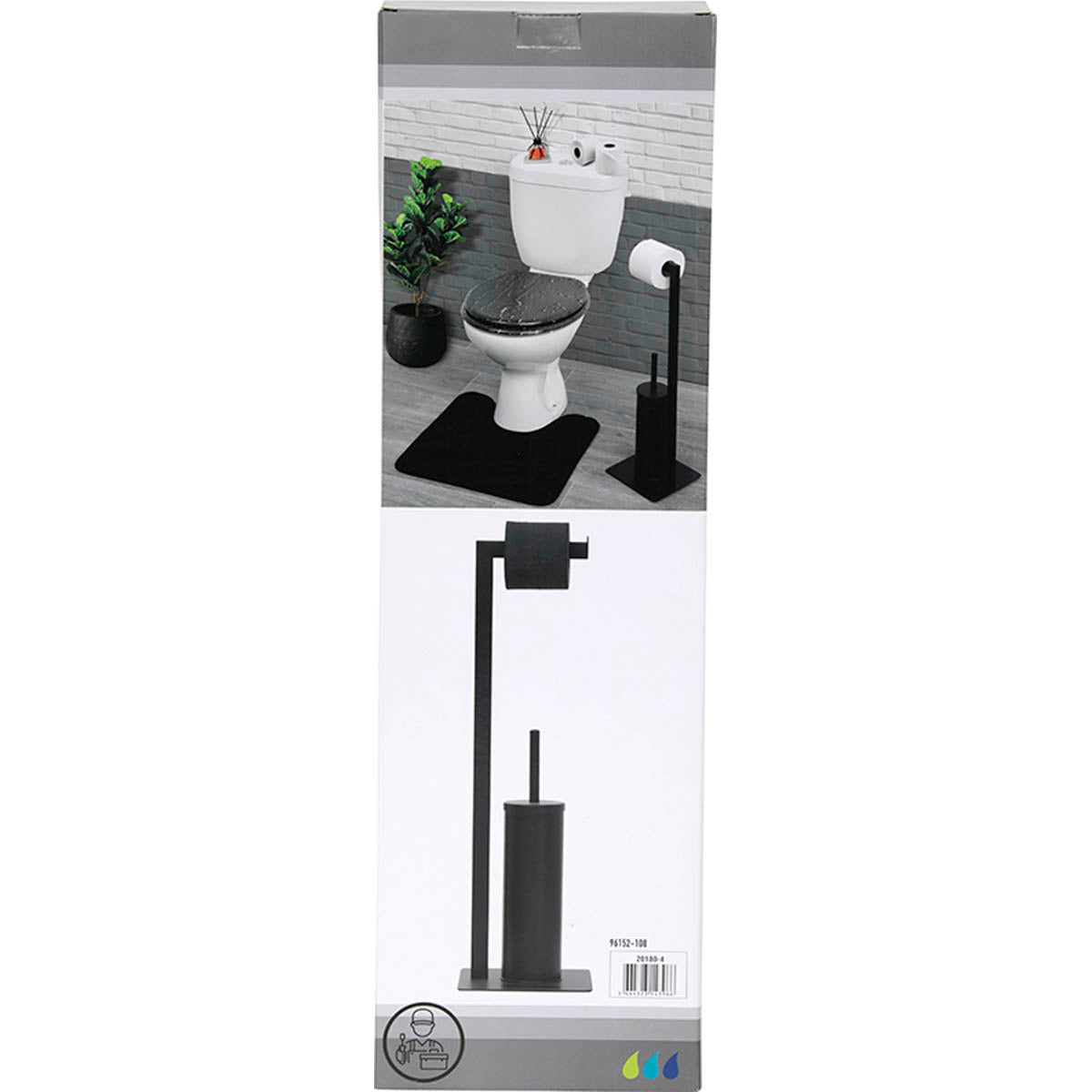 Perie de Toaletă și Dispenser pentru Hârtie din Metal - Negru