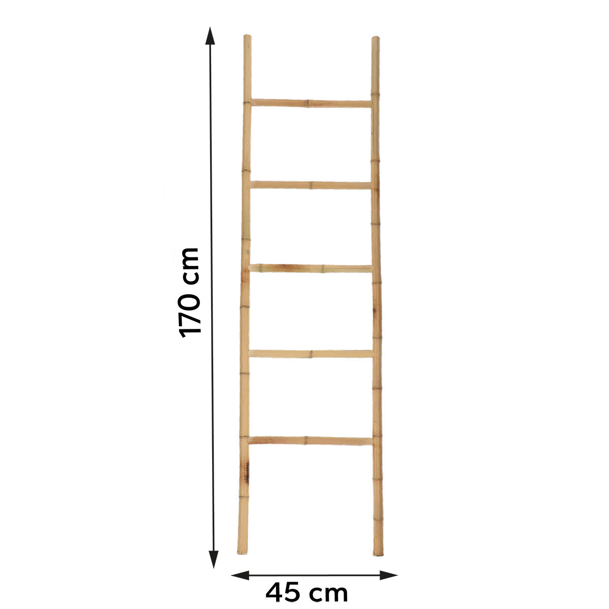 Raft pentru prosoape în formă de scară cu 5 șine - 100% bambus