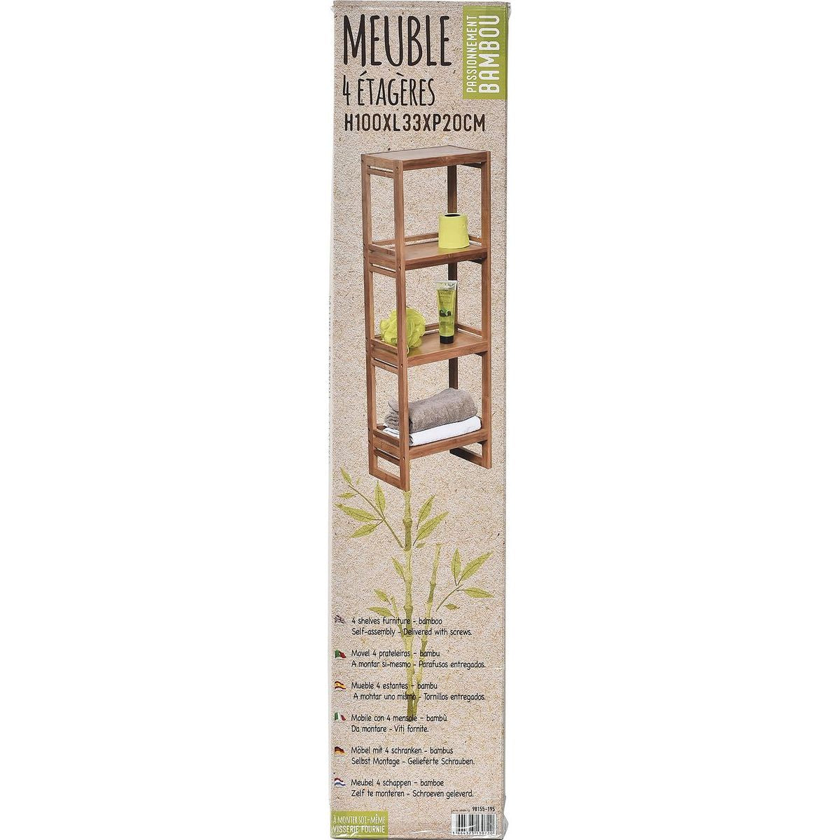 Mobilier din bambus cu 4 rafturi - Bambus