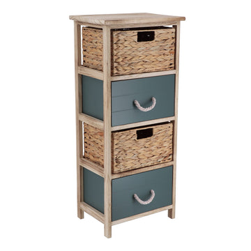 Mobilier din MDF și Paulownia cu 2 Coșuri Jacint de Apă și 2 Sertare – Natural/Khaki