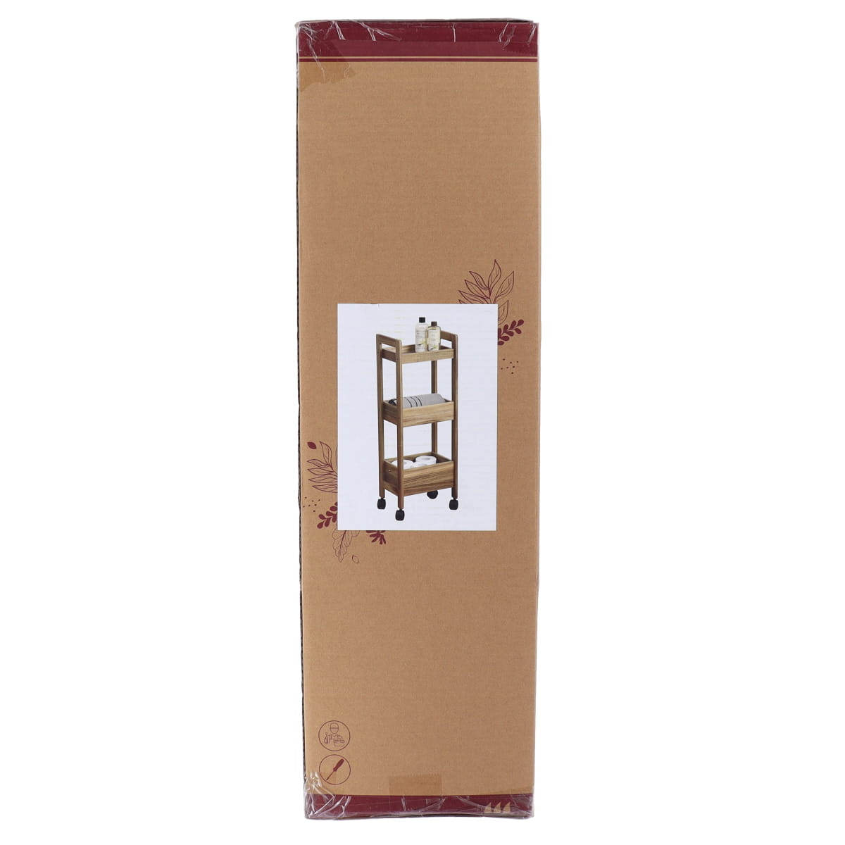 Mobilier din Acacia/MDF pe roți cu 3 rafturi - Acacia