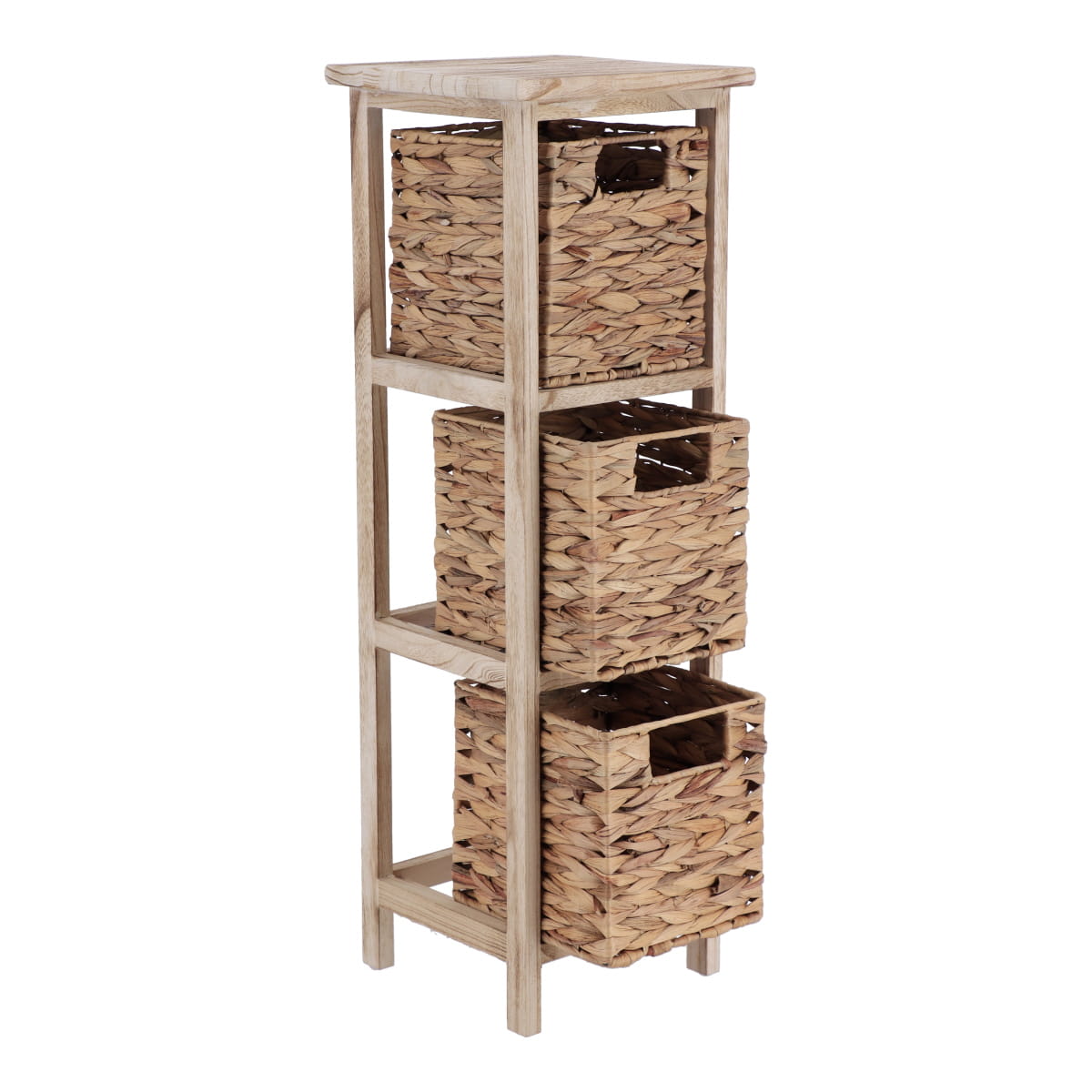 Mobilier din Paulownia cu 3 Coșuri din Jacint de Apă - Natural