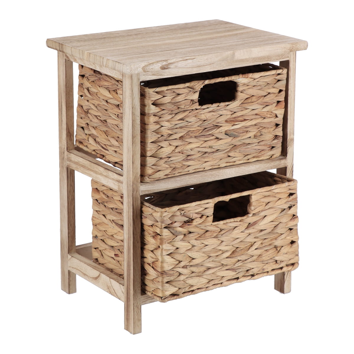 Mobilier mic din Paulownia cu 2 Coșuri din Jacint de Apă - Natural