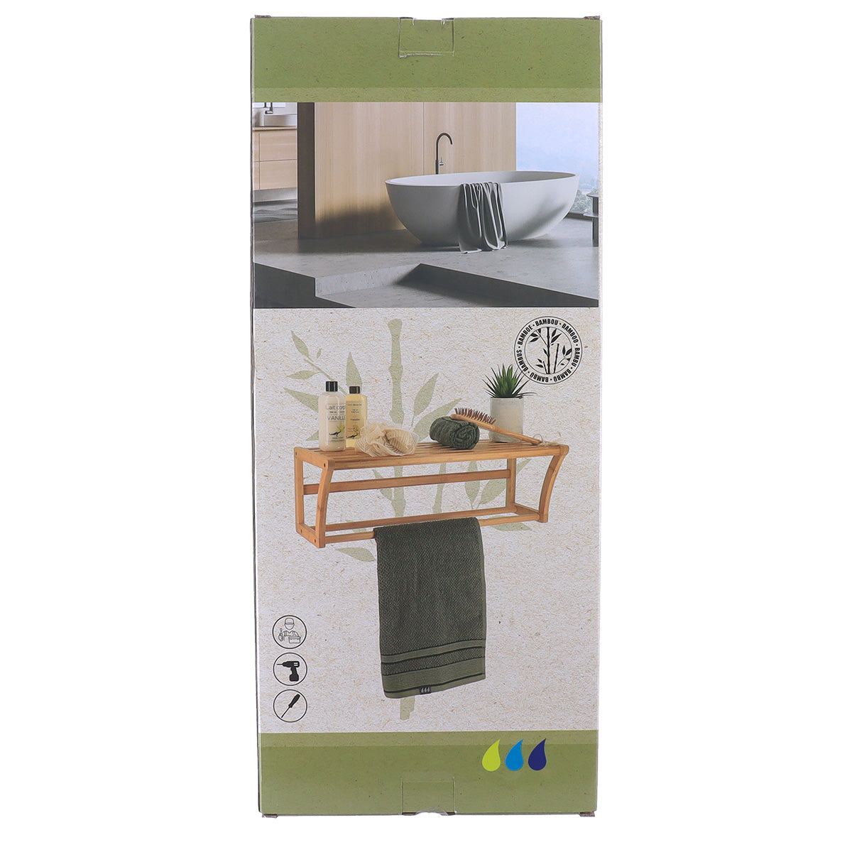 Raft de prosop montat pe perete din bambus cu 1 raft – Bambus