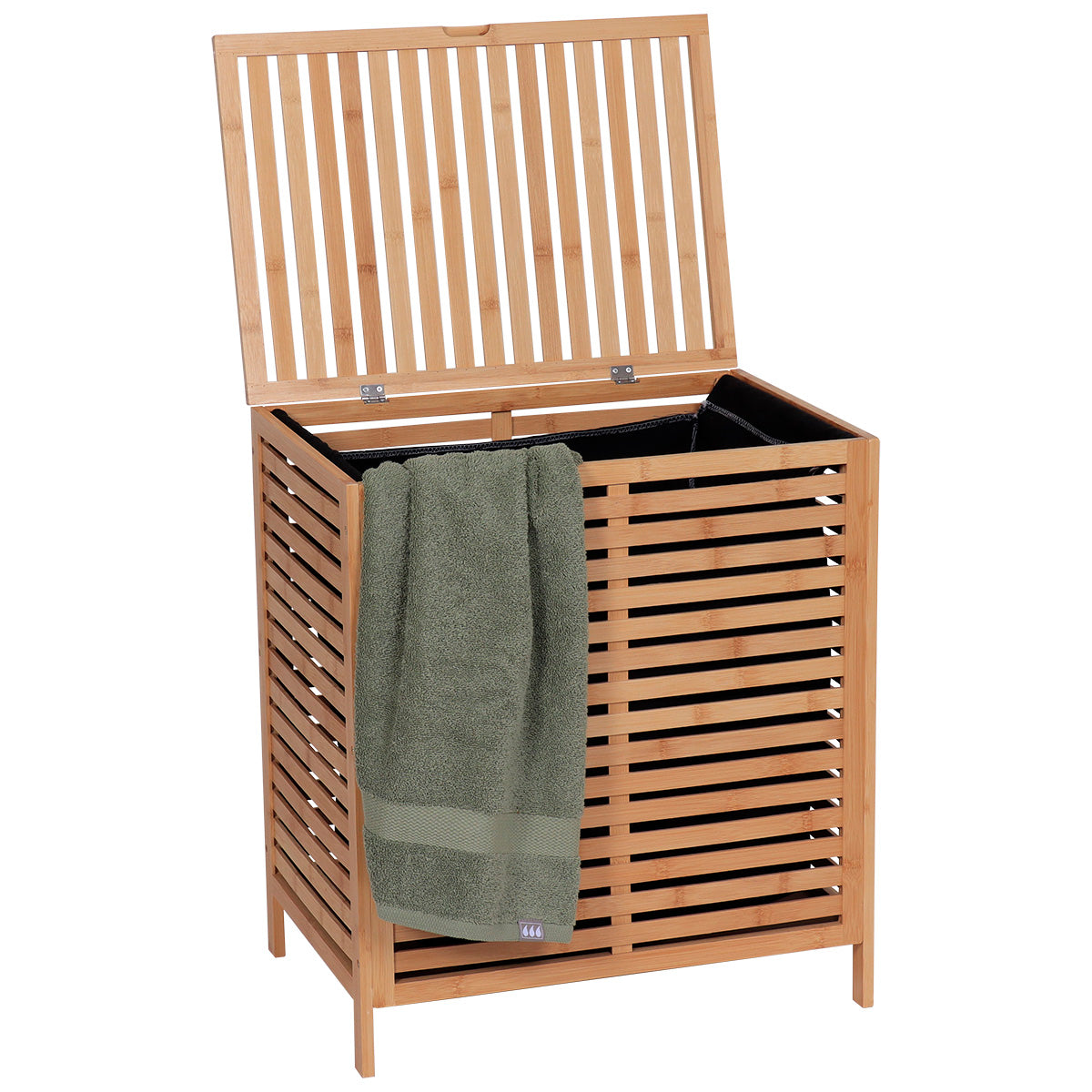 Coș de Rufe din MDF și Bambus – Natural