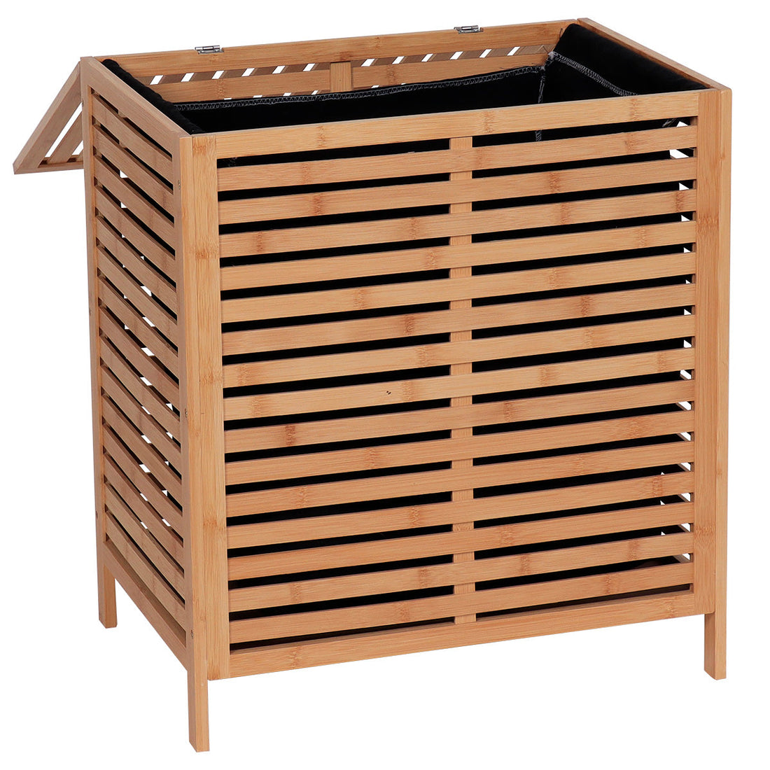 Coș de Rufe din MDF și Bambus – Natural