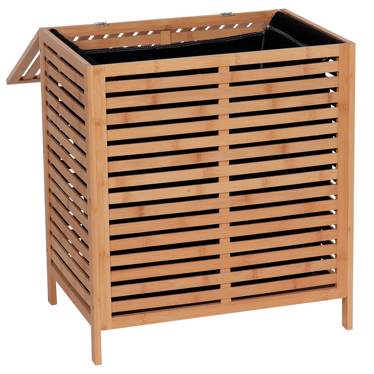 Coș de Rufe din MDF și Bambus – Natural
