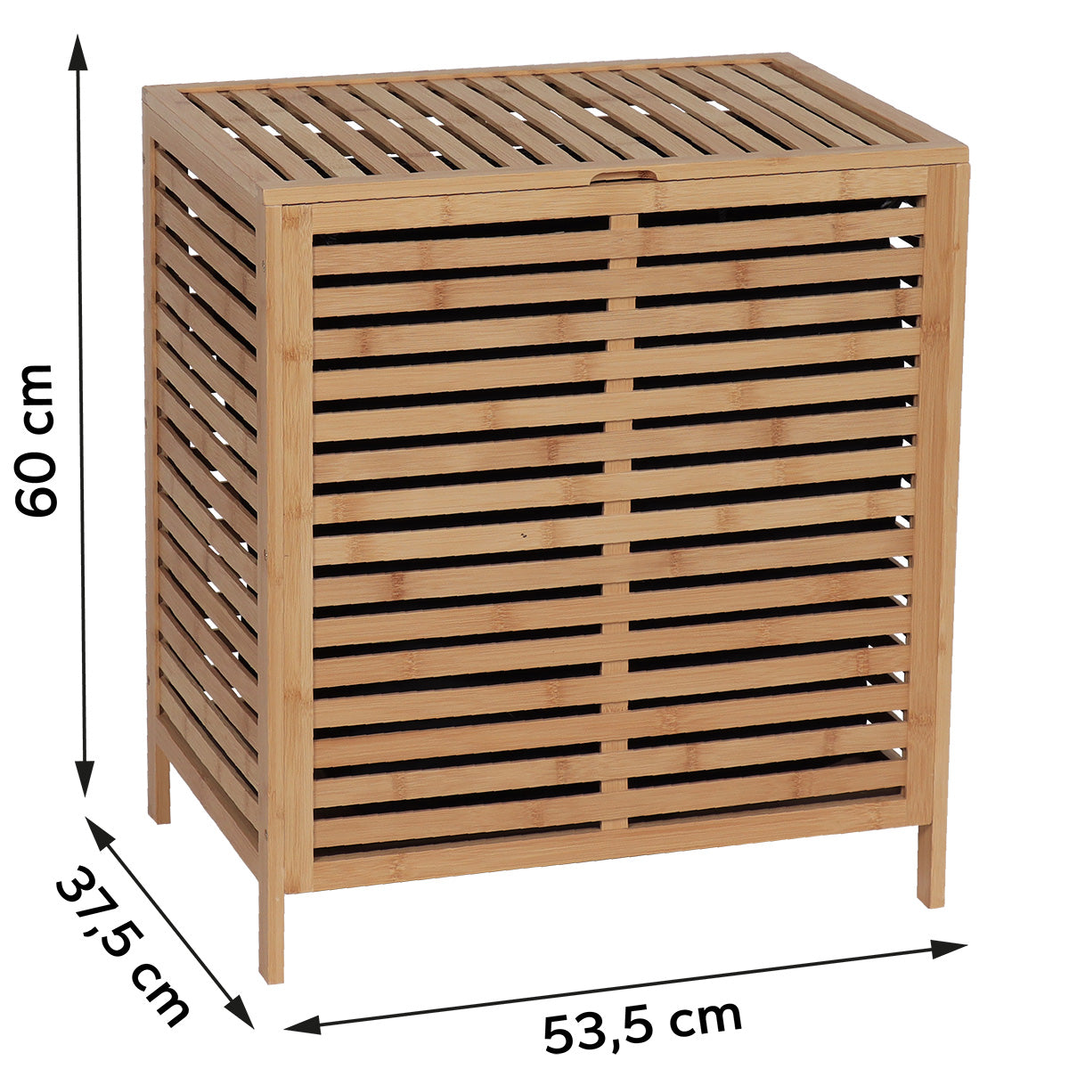 Coș de Rufe din MDF și Bambus – Natural