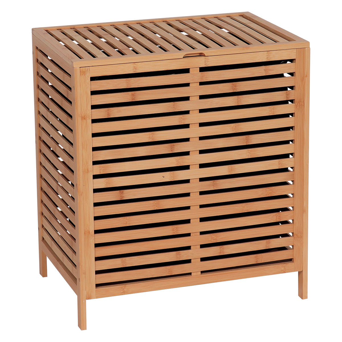Coș de Rufe din MDF și Bambus – Natural