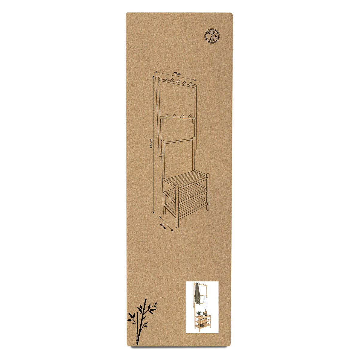 Mobilier de dressing KD din bambus cu 3 rafturi - Bambus