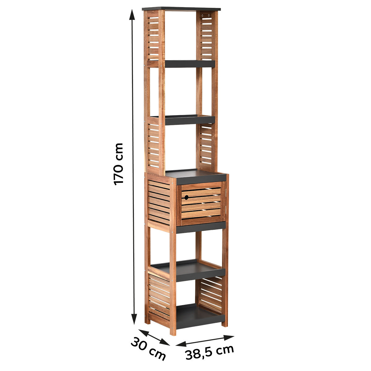 Șifonier Înalt De Depozitare Din Acacia Și MDF Cu 1 Ușă - Element
