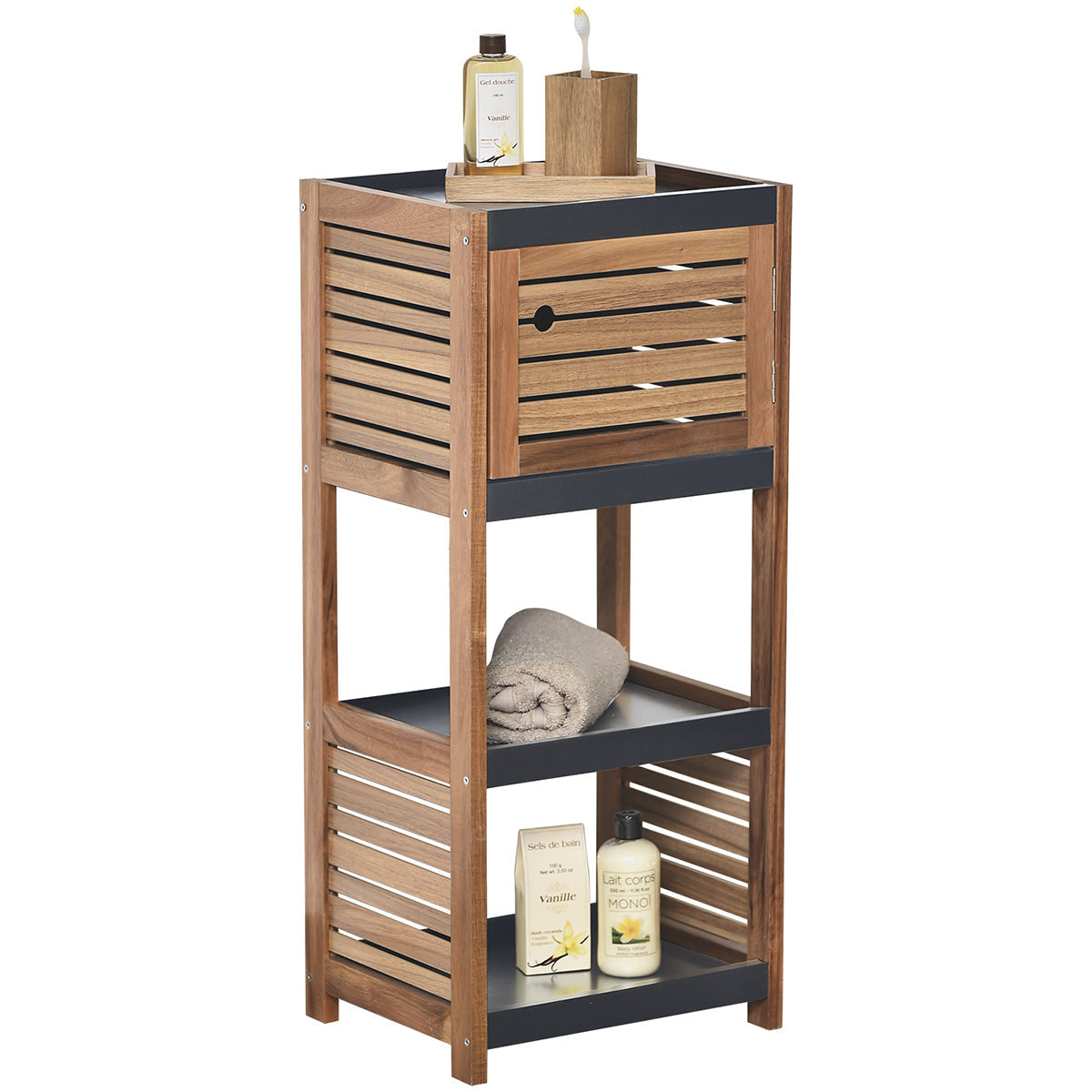 Raft Interior Din Acacia Și MDF Cu 1 Ușă - Element
