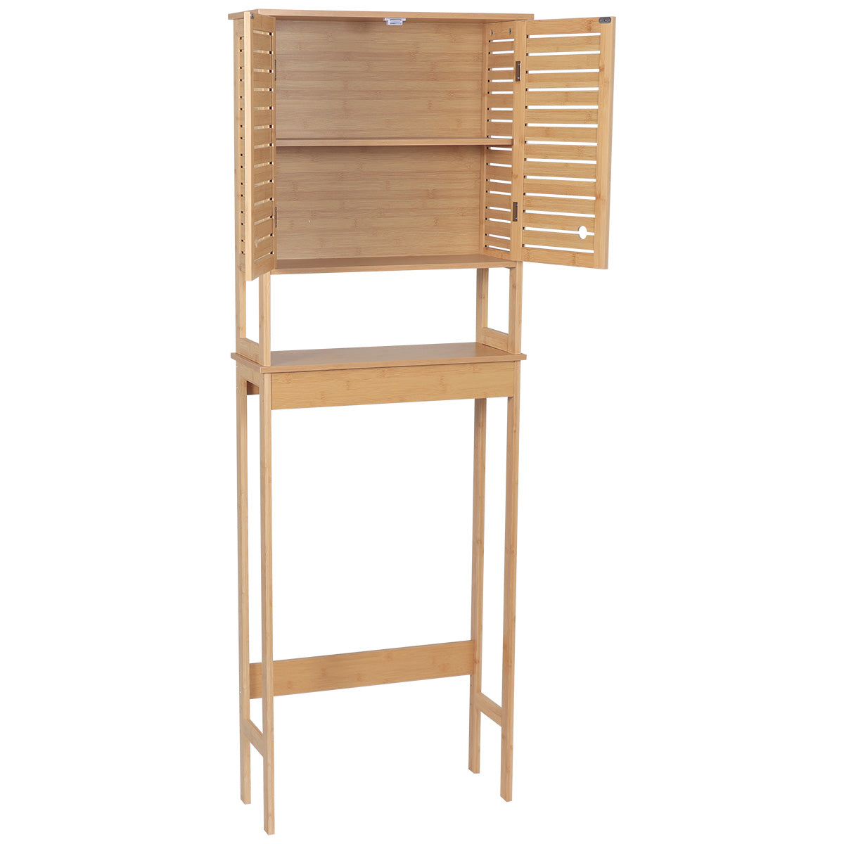 Raft De Toaletă Din Bambus/MDF Cu 2 Uși + 1 Raft Interior - Trinidad
