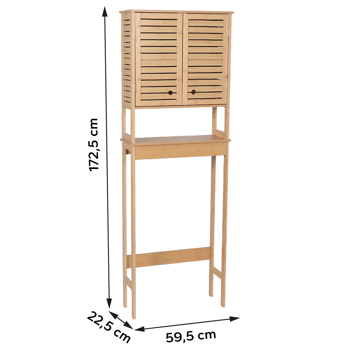 Raft De Toaletă Din Bambus/MDF Cu 2 Uși + 1 Raft Interior - Trinidad