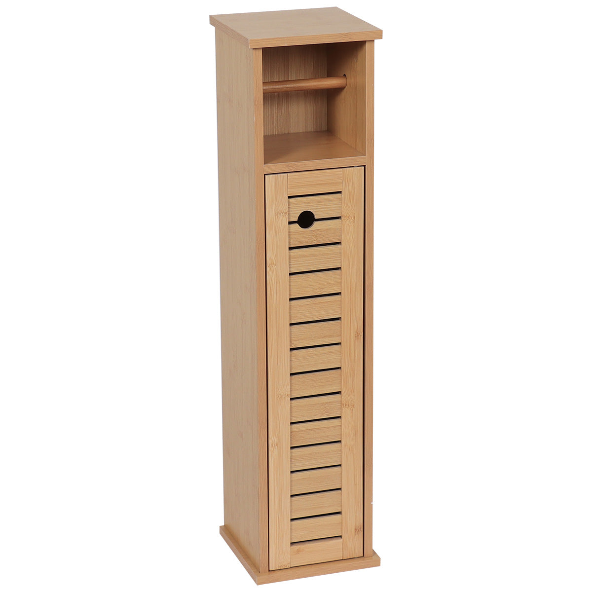 Dispenser De Hârtie Igienică Din Bambus/MDF Cu 1 Ușă + 1 Raft - Trinidad
