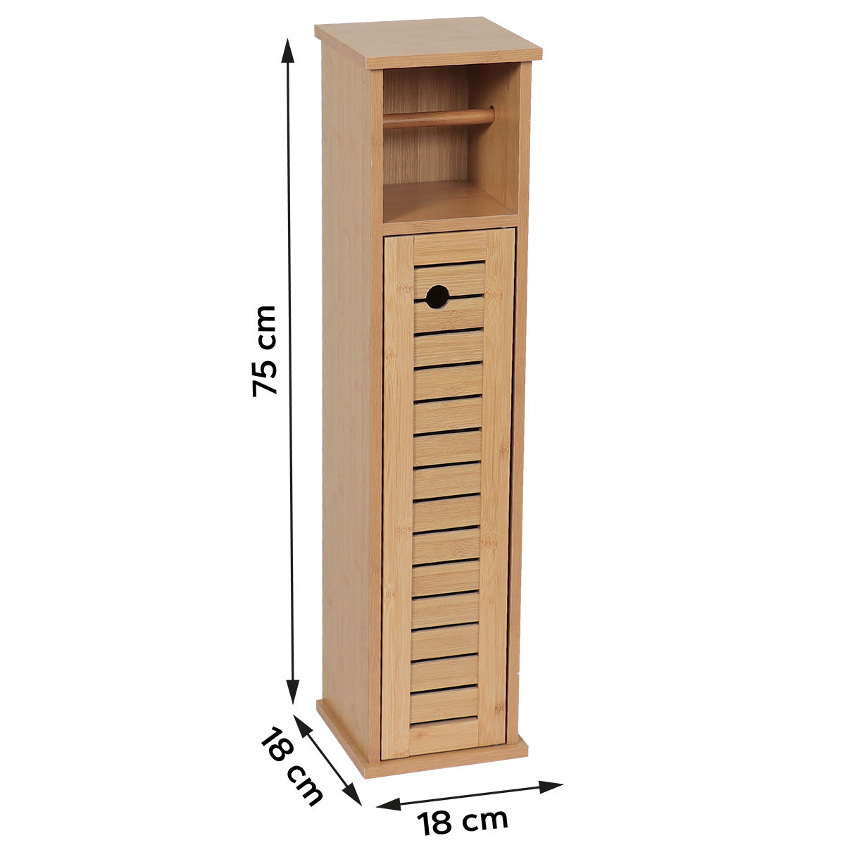 Dispenser De Hârtie Igienică Din Bambus/MDF Cu 1 Ușă + 1 Raft - Trinidad