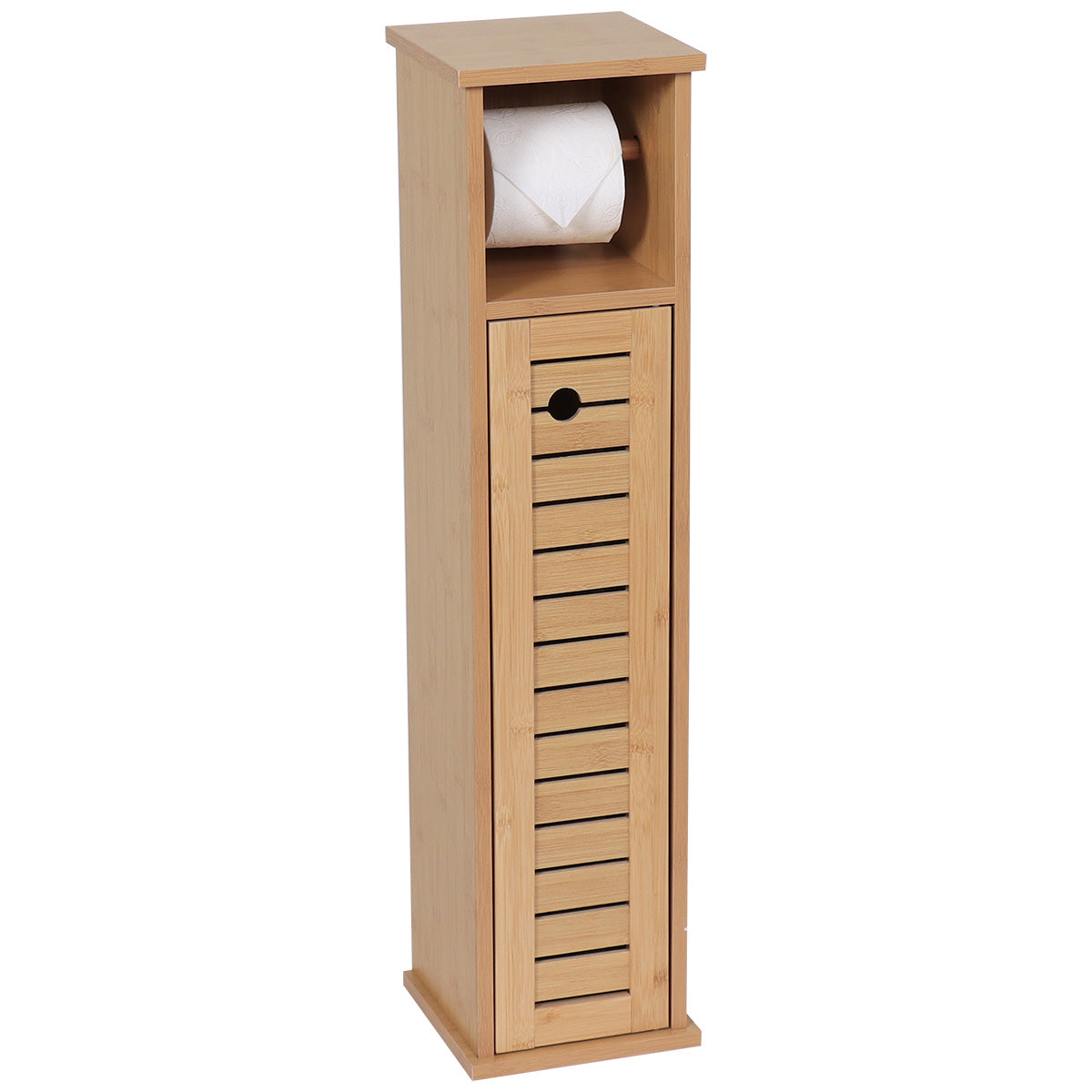 Dispenser De Hârtie Igienică Din Bambus/MDF Cu 1 Ușă + 1 Raft - Trinidad