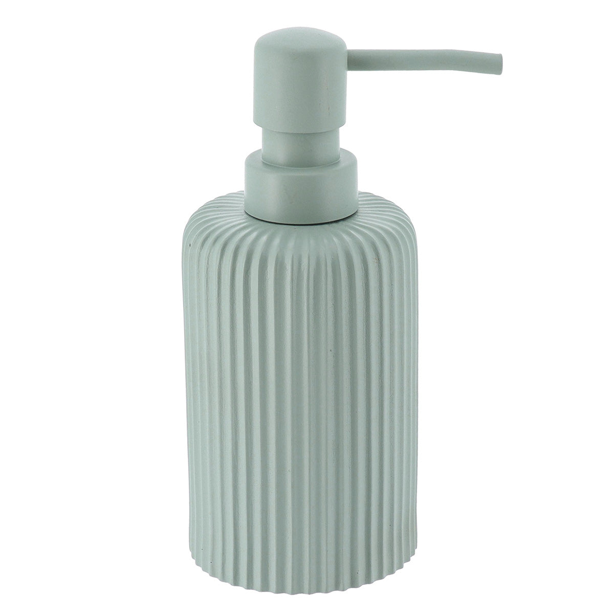 Dispenser De Săpun Rotund din Polyresin 230 ml cu Dungi - EUCALYPTUS GREEN