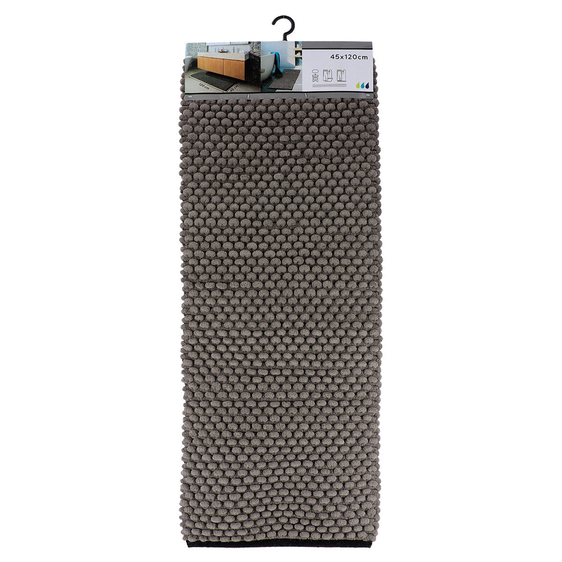Covoraș Bicolor din Bumbac 45x120 cm - Gri/Negru