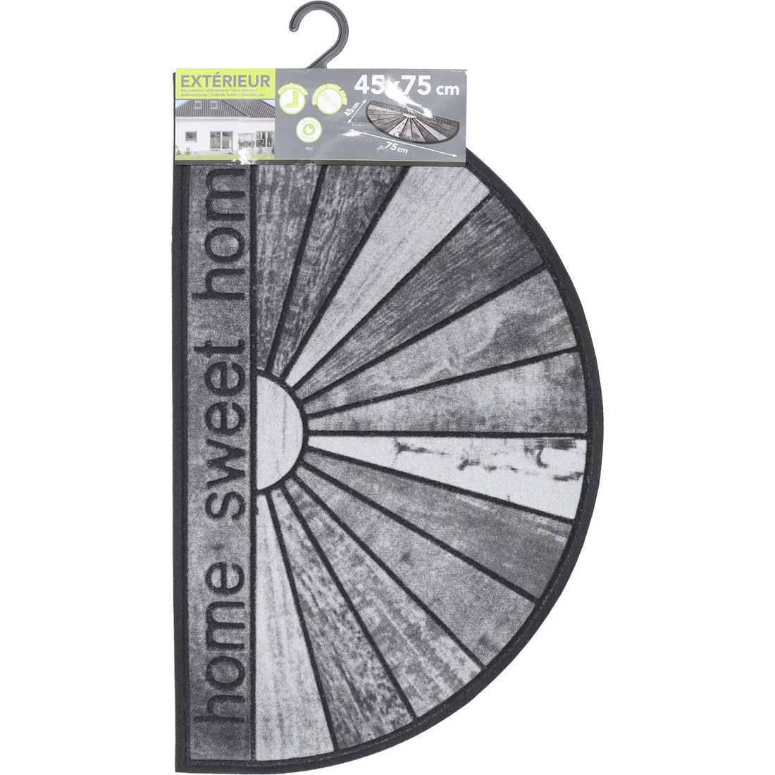 Preș de Intrare Exterior Half - Moon 45X75CM Cauciuc - Home Sweet Home Gris - Preș - Softambient