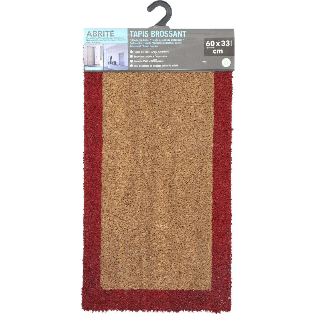 Preș Intrare Exterior Adăpostit Bicolor 33X60CM Coco - Natural/Roșu - Preș - Softambient