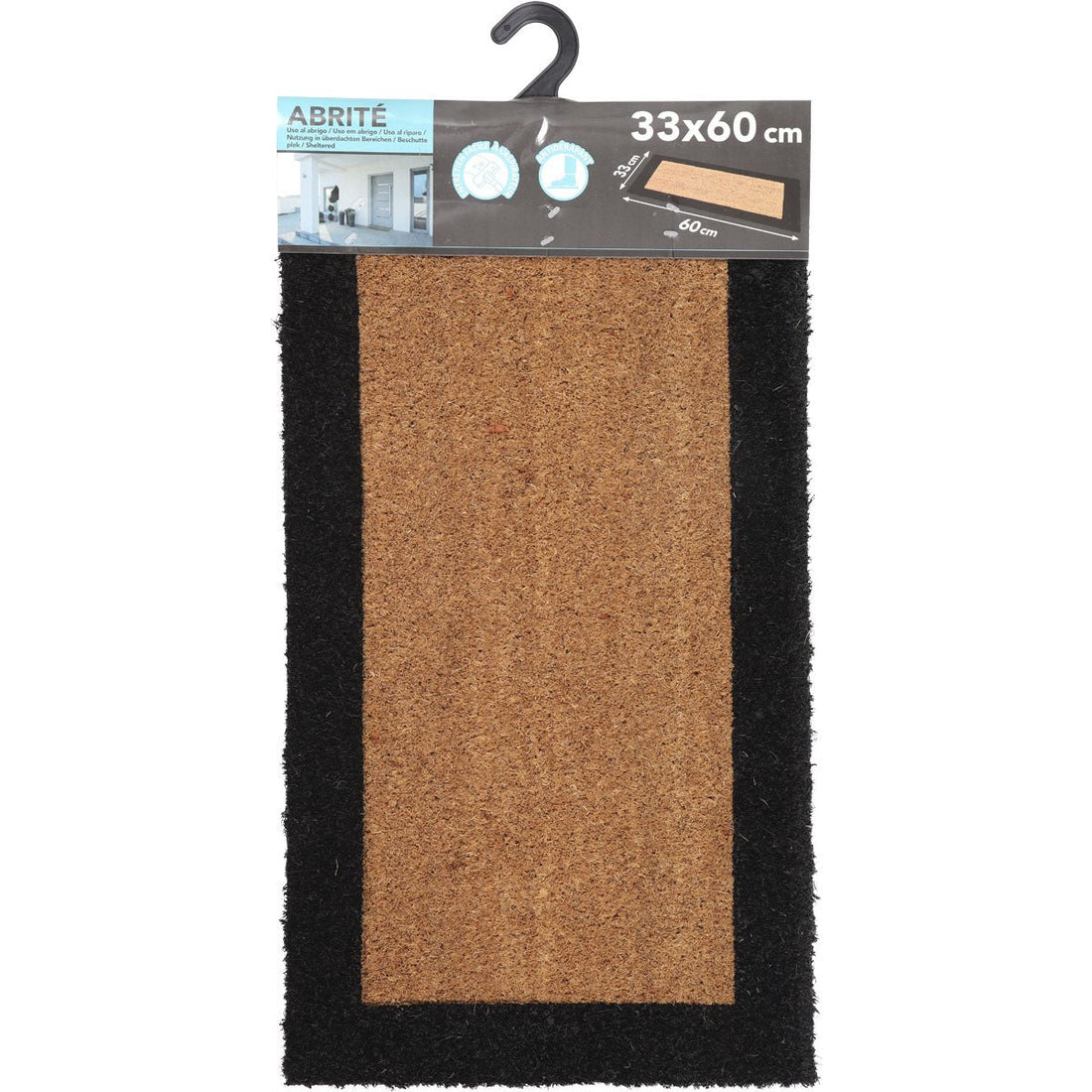 Preș Intrare Exterior Adăpostit Bicolor 33X60CM Coco/Pvc - Natural/Negru - Preș - Softambient