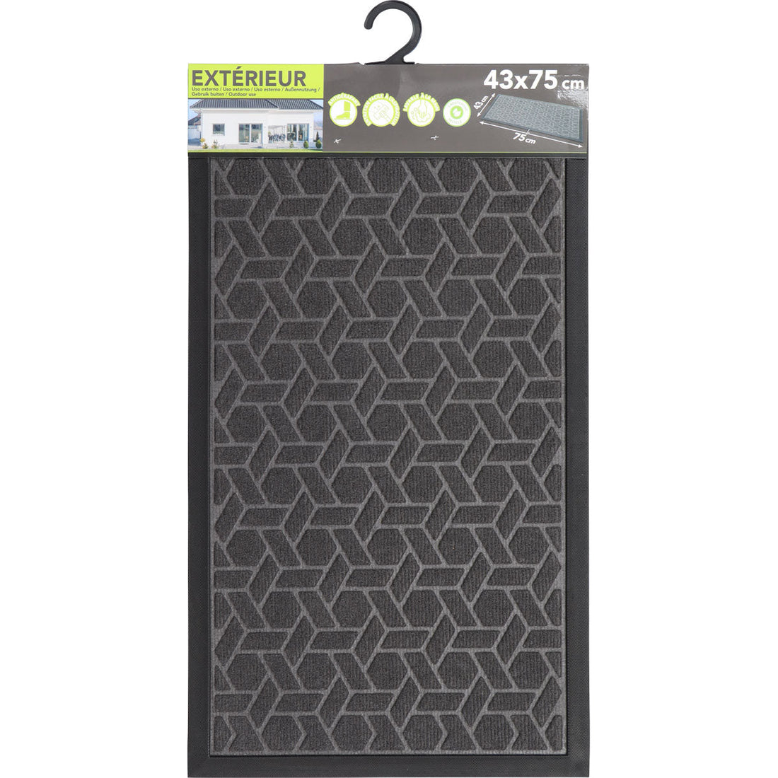 Preș Intrare Exterior Cubique 43X75CM Poliester/Cauciuc - Gri Închis - Preș - Softambient