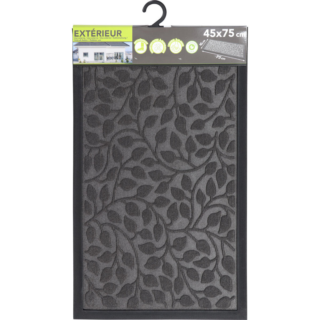 Preș Intrare Exterior Feuillage 45X75CM Poliester/Cauciuc - Gri Închis - Preș - Softambient