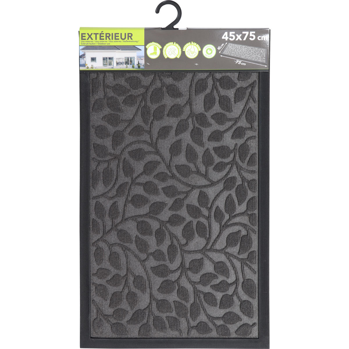 Preș Intrare Exterior Feuillage 45X75CM Poliester/Cauciuc - Gri Închis - Preș - Softambient