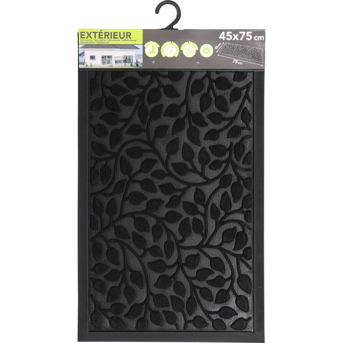 Preș Intrare Exterior Feuillage 45X75CM Poliester/Cauciuc - Negru - Preș - Softambient