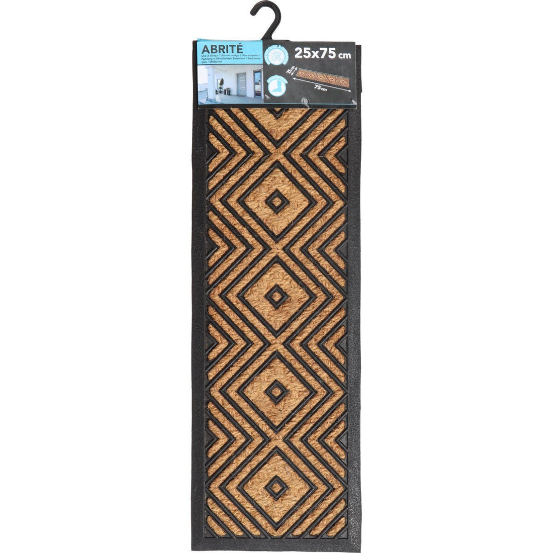 Preș Intrare Exterior Împletit 25X75CM Coco/Cauciuc - Losange - Preș - Softambient