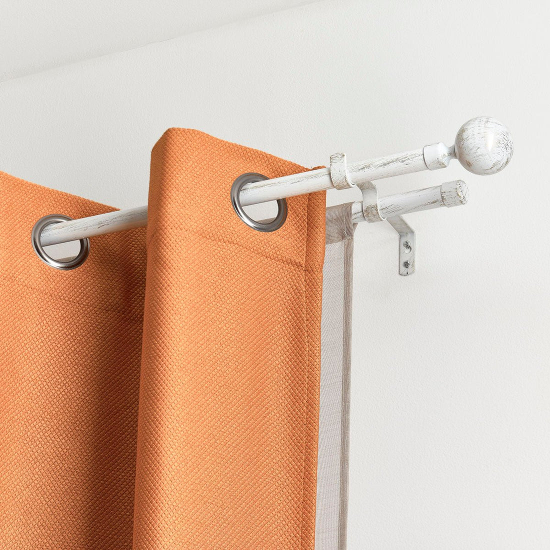 Set Galerie Dublă Extensibilă 120 - 210 CM Paloma Φ19MM - Alb Auriu - Set galerie extensibilă - Softambient