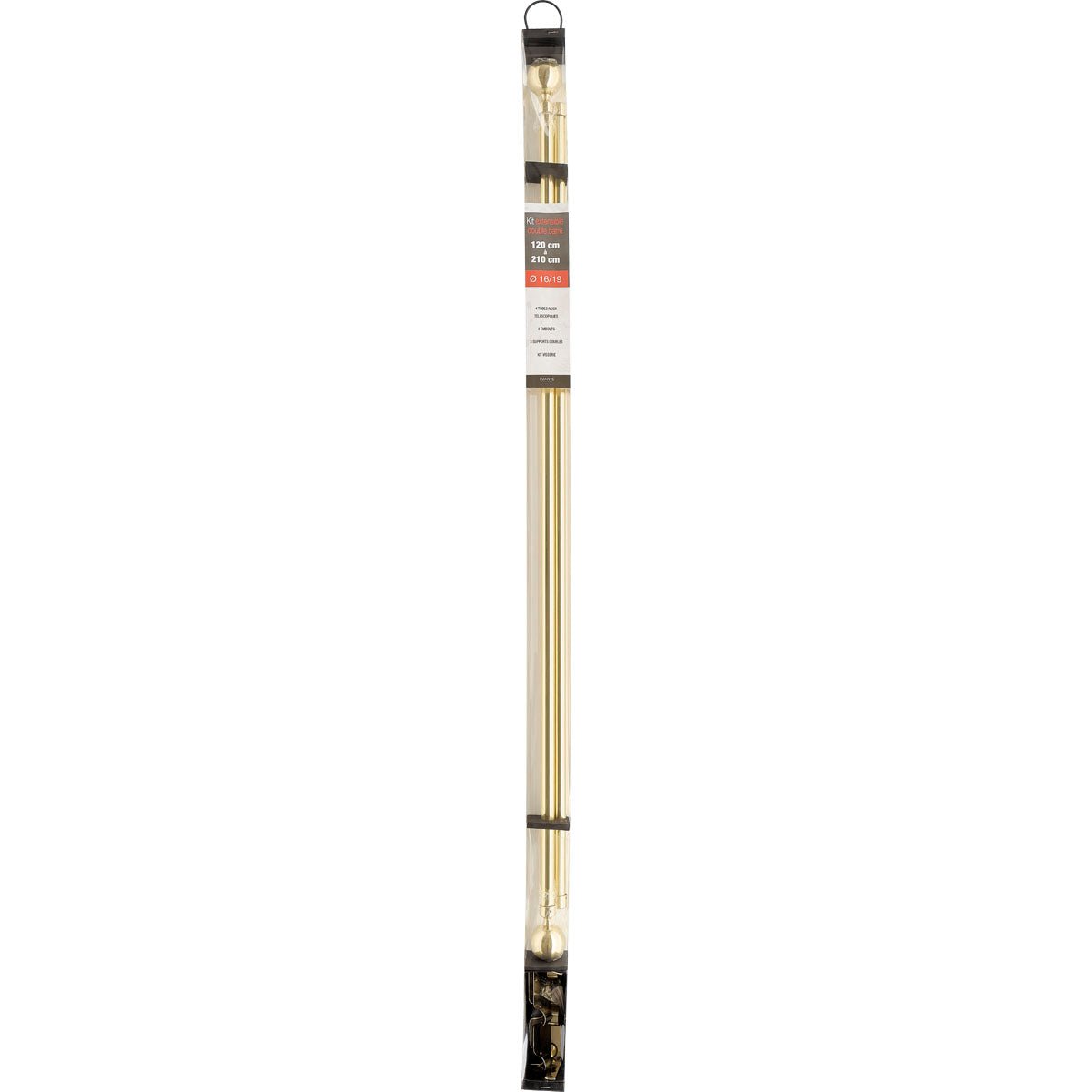 Set Galerie Dublă Extensibilă 120 - 210 CM Paloma Φ19MM - Auriu - Set galerie extensibilă - Softambient