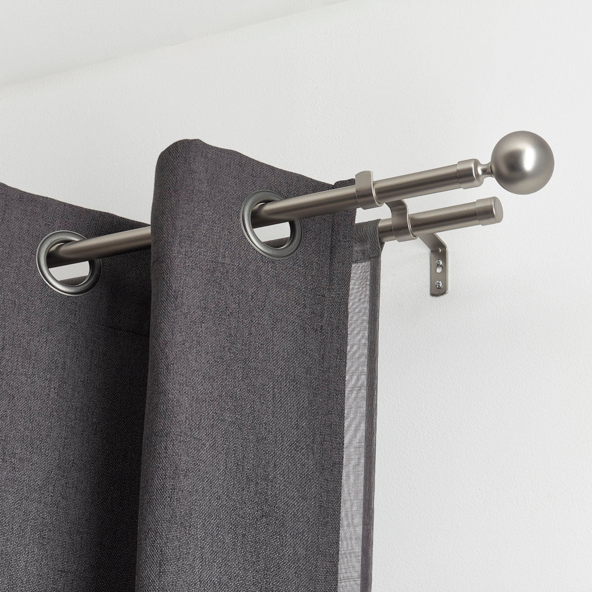 Set Galerie Dublă Extensibilă 210 - 380 CM Paloma Φ19MM - Argintiu - Set galerie extensibilă - Softambient