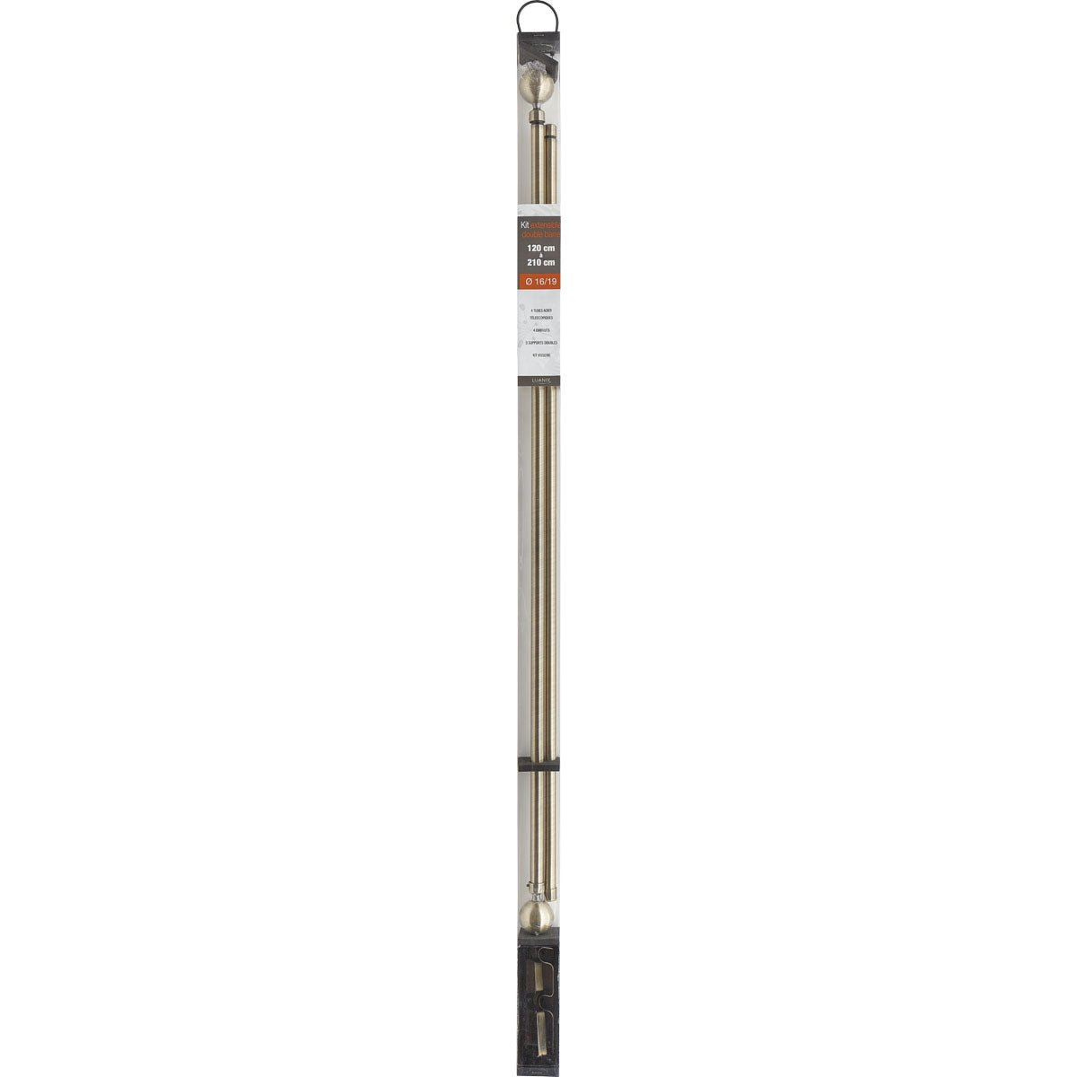 Set Galerie Dublă Extensibilă 210 - 380 CM Paloma Φ19MM - Bronz - Set galerie extensibilă - Softambient