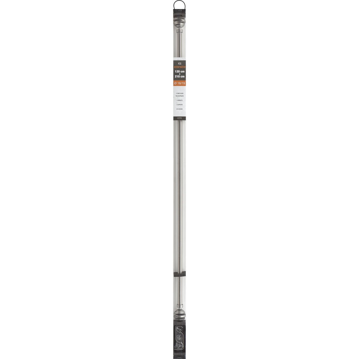Set Galerie Extensibilă 120 - 210 CM Villalouise Φ19MM - Gri - Set galerie extensibilă - Softambient