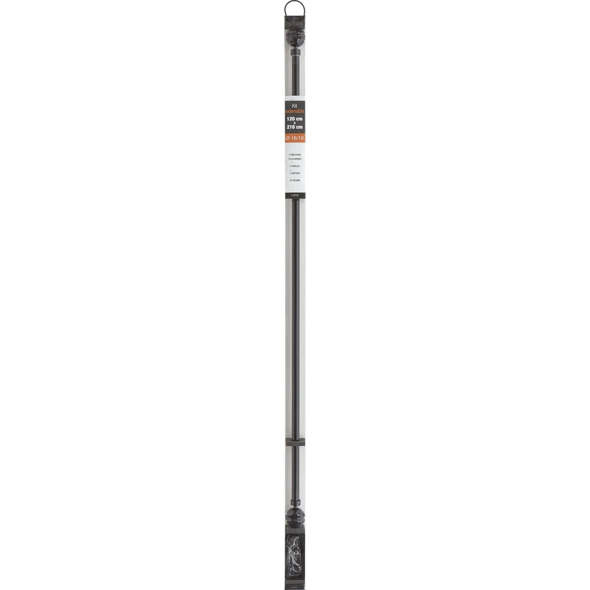 Set Galerie Extensibilă 120 - 210 CM Villalouise Φ19MM - Negru Lucios - Set galerie extensibilă - Softambient
