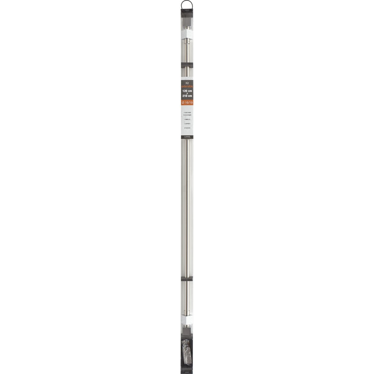 Set Galerie Extensibilă 210 - 380 CM Cubique Φ19MM - Argintiu - Set galerie extensibilă - Softambient