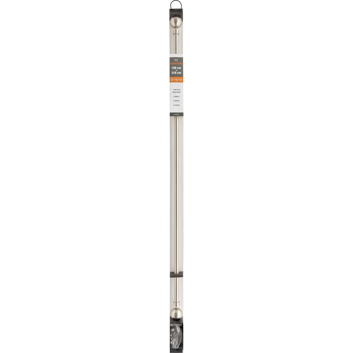 Set Galerie Extensibilă 210 - 380 CM Maia Φ19MM - Argintiu - Set galerie extensibilă - Softambient